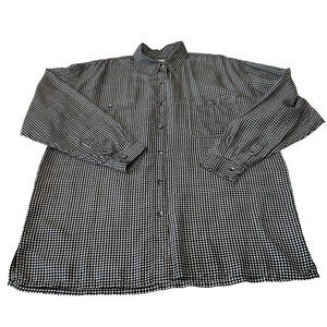 Studio GA Womens 100% Silk Shirt Long Sleeve Button Up Size XL Black/White